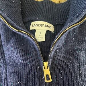 Lands' End Dark Blue Sweater with Gold Zipper